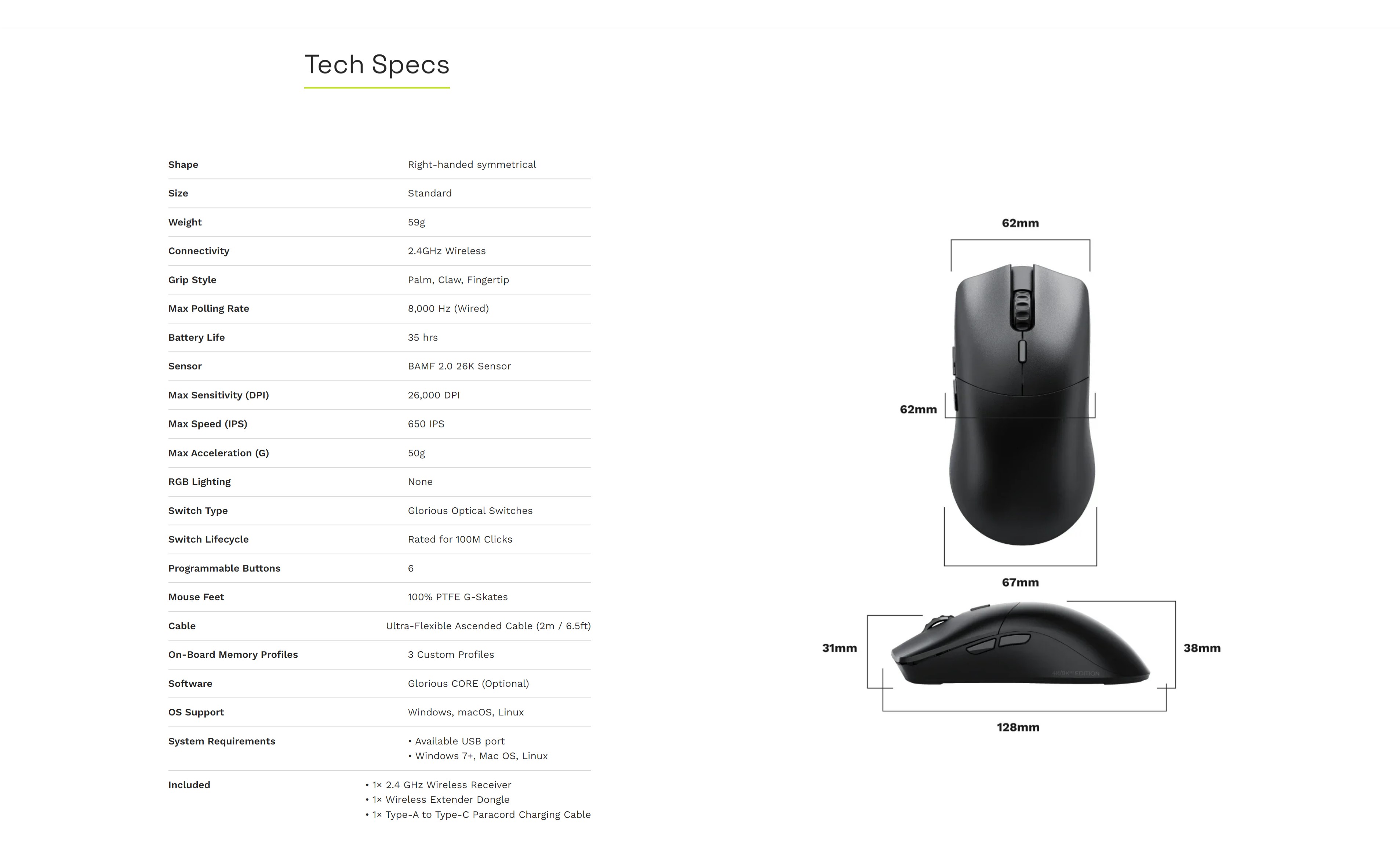 A large marketing image providing additional information about the product Glorious Model O 2 PRO 4K/8KHz Ambidextrous Wireless Gaming Mouse - White - Additional alt info not provided